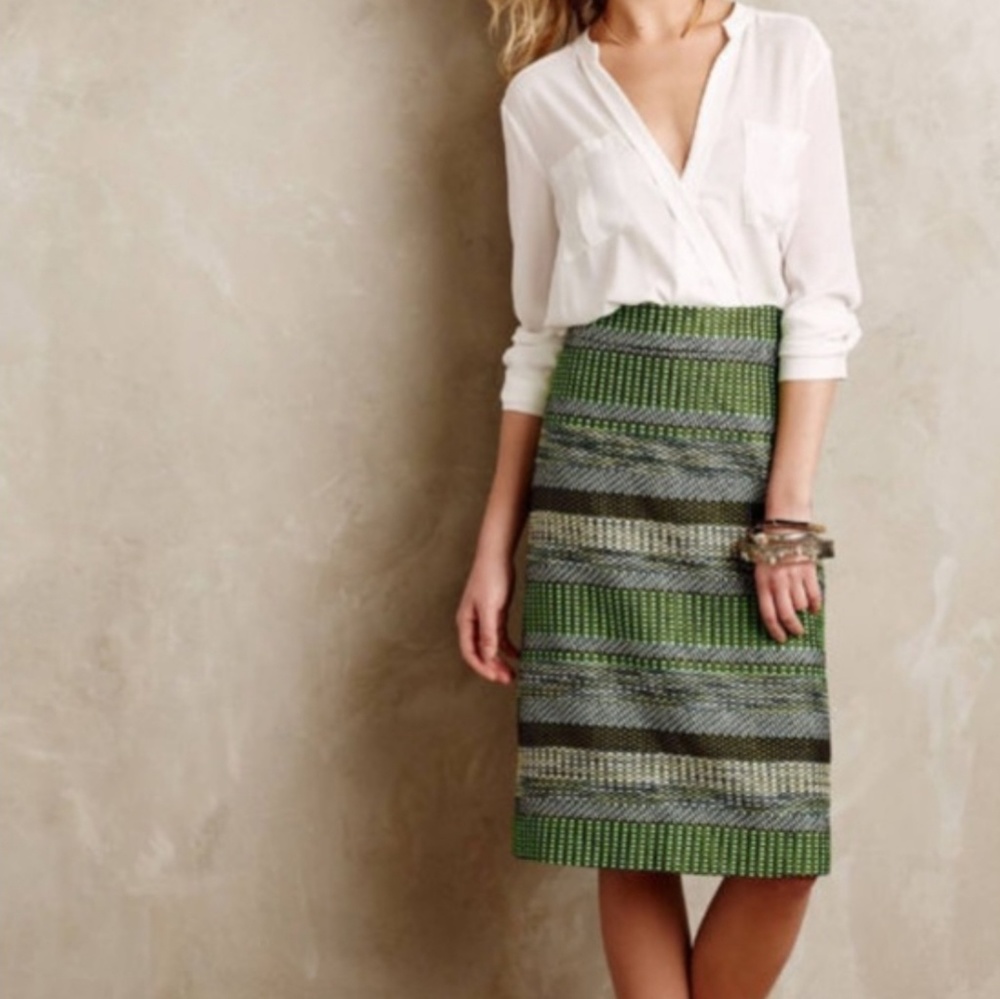 Anthropologie Leifsdottir Jade Green Skirt